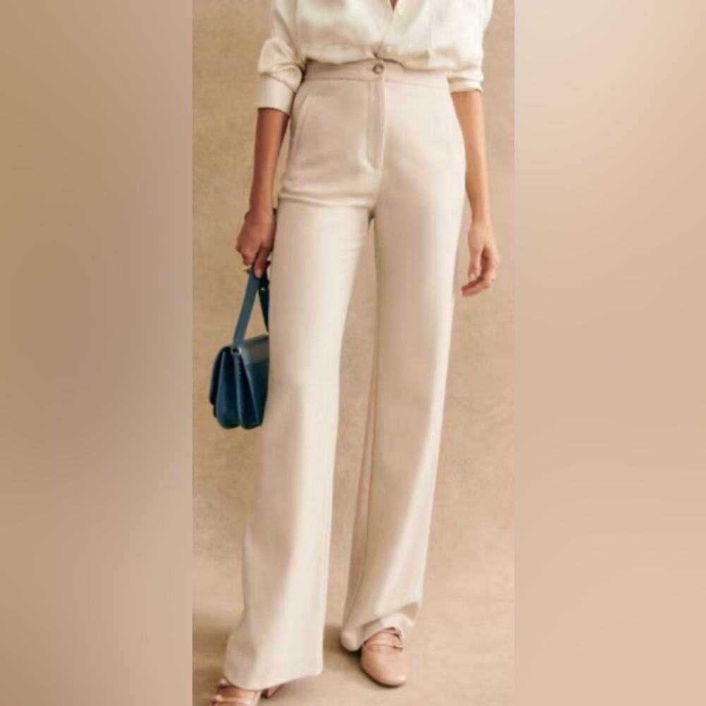 Sezane Martin Wool Trousers Ecru Size 2